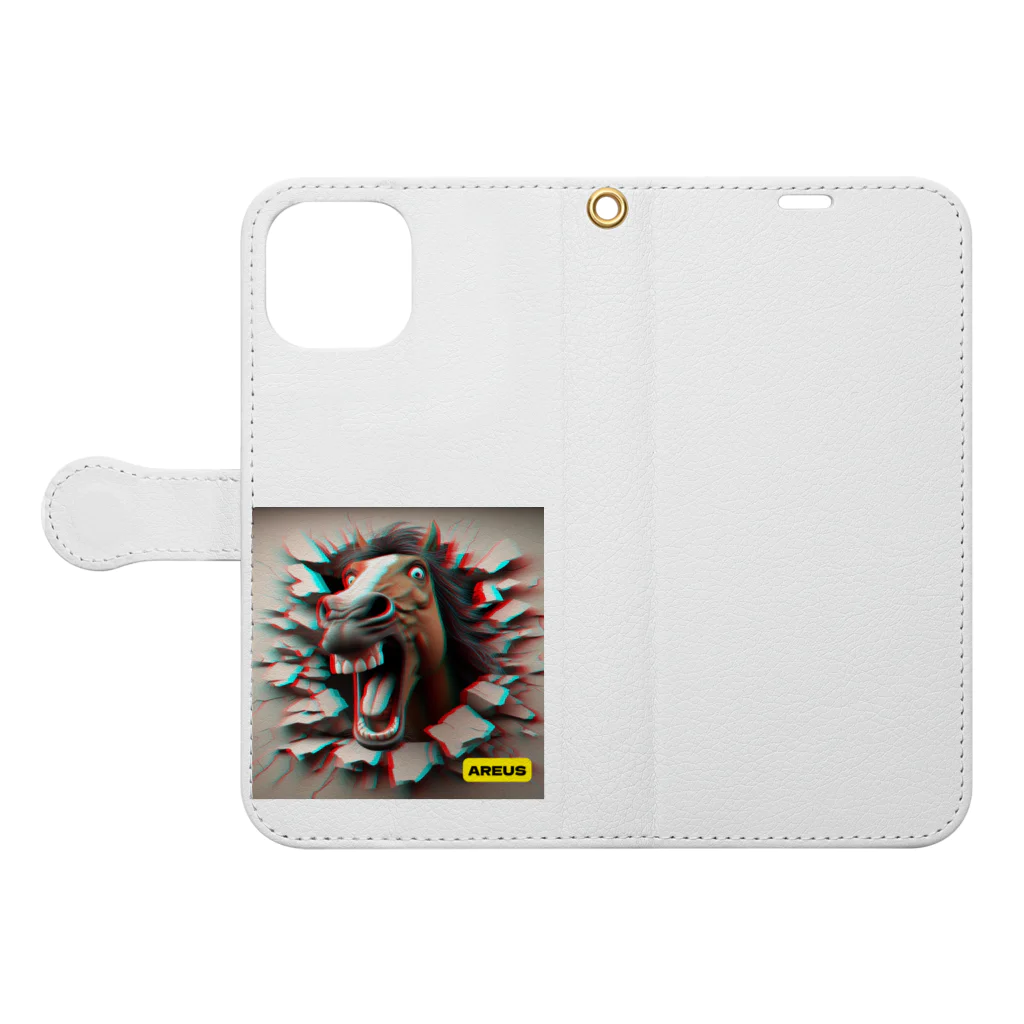 AREUSのAREUS×3D Horse Book-Style Smartphone Case:Opened (outside)