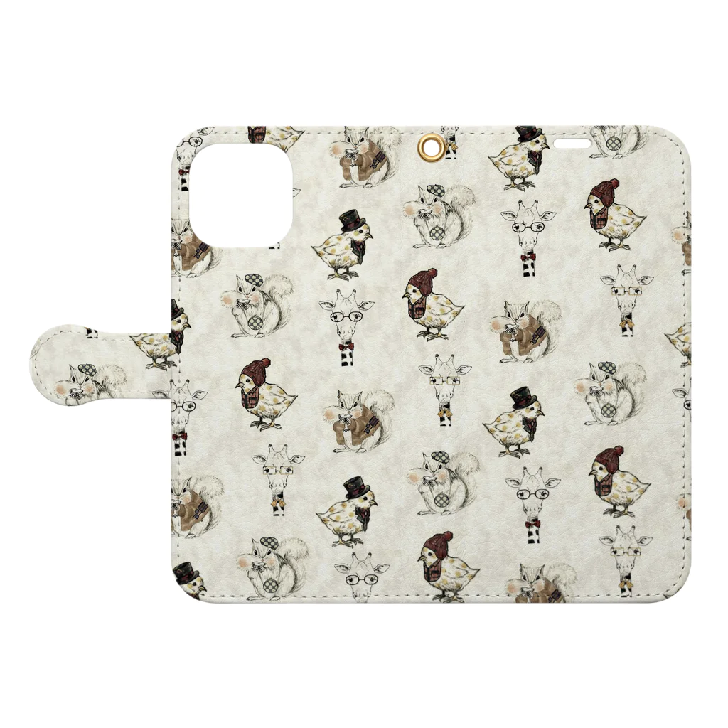 madein8☞shopのanimal Book-Style Smartphone Case:Opened (outside)