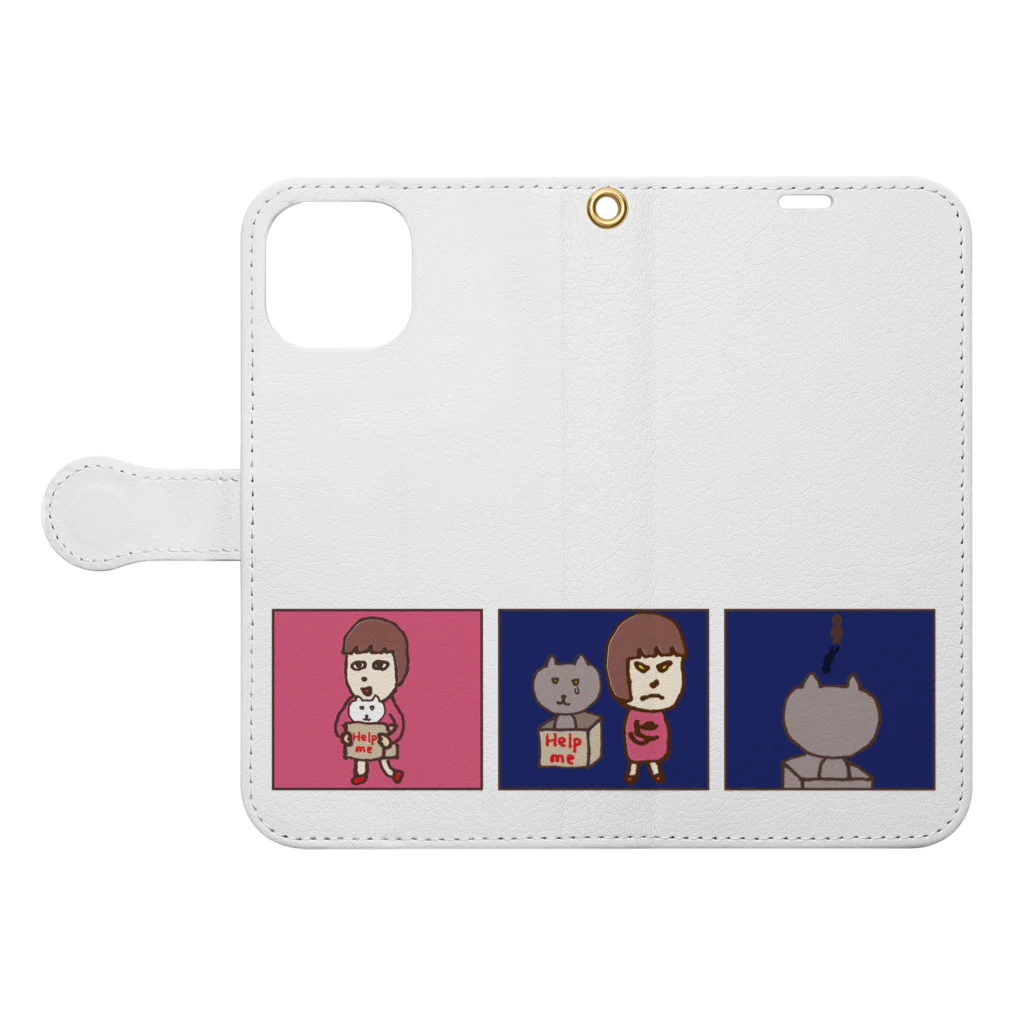 oniyanma64の猫と私と Book-Style Smartphone Case:Opened (outside)