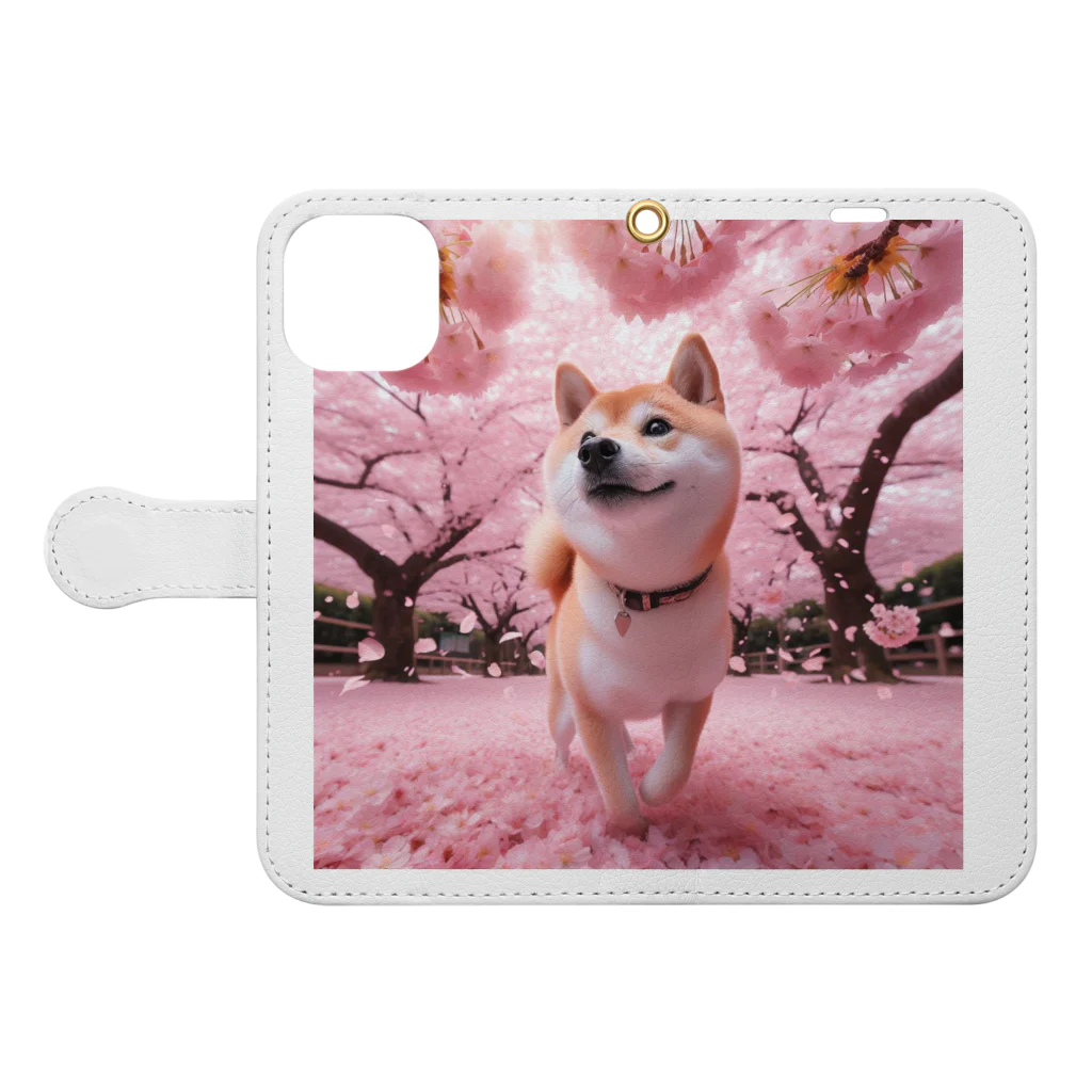 noririnoの桜犬 Book-Style Smartphone Case:Opened (outside)