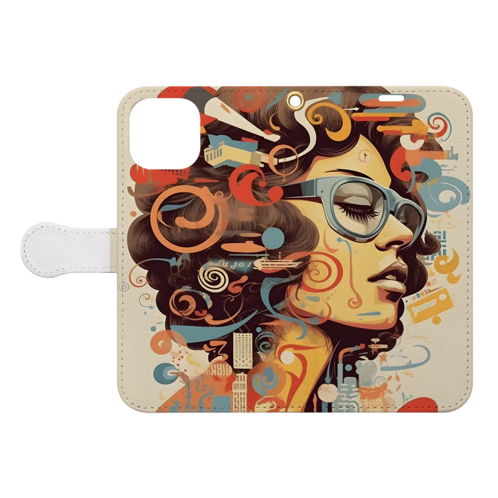 Grazing Wombatのfunky Lady 60's style Book-Style Smartphone Case:Opened (outside)