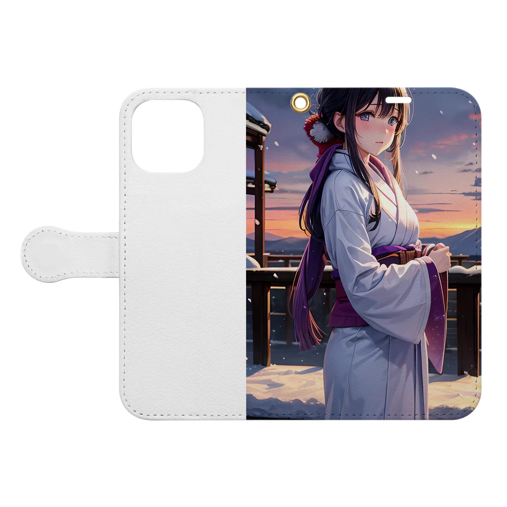 kimono_musume  AI artのscene5 Book-Style Smartphone Case:Opened (outside)