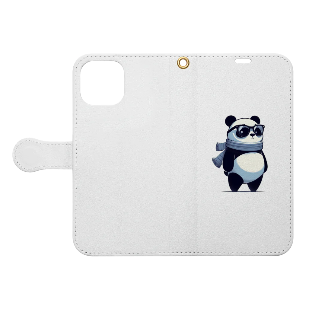 nono_0703のサングラス・パンダ Book-Style Smartphone Case:Opened (outside)