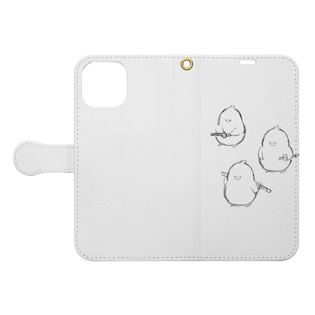 猫杏のシンプルな鳥 Book-Style Smartphone Case:Opened (outside)