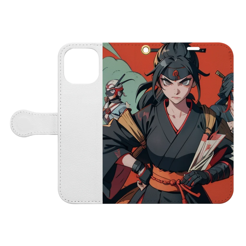 kimono_musume  AI artのscene12 Book-Style Smartphone Case:Opened (outside)