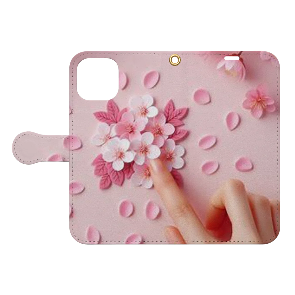 chapinnuのさくらの花びらで遊ぼう♪ Book-Style Smartphone Case:Opened (outside)