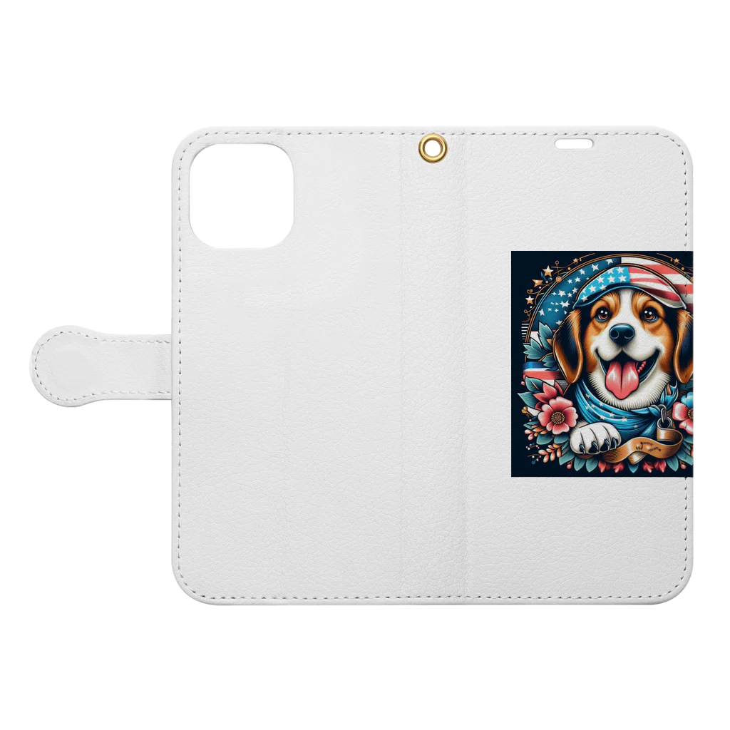 a.t.storeのアメリカンな犬 Book-Style Smartphone Case:Opened (outside)
