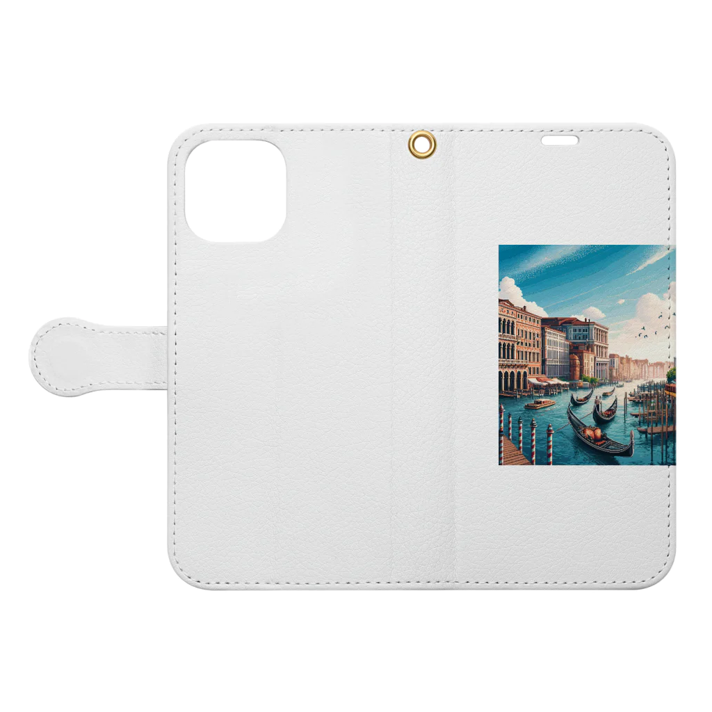 Pixel Art Goodsのヴェネチア（pixel art） Book-Style Smartphone Case:Opened (outside)