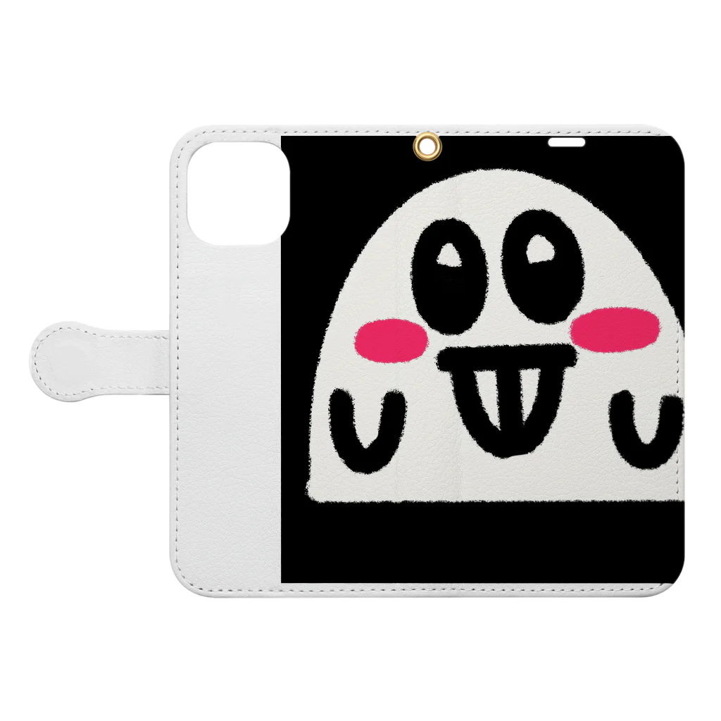 スティックのりのかわいいおばけちゃん Book-Style Smartphone Case:Opened (outside)