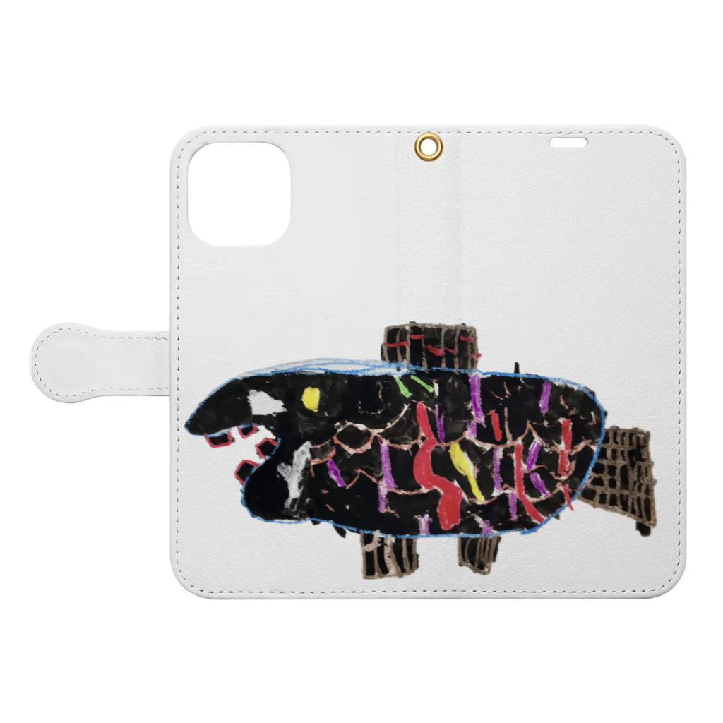 okono_eのA FISH by 5-year-old Book-Style Smartphone Case:Opened (outside)