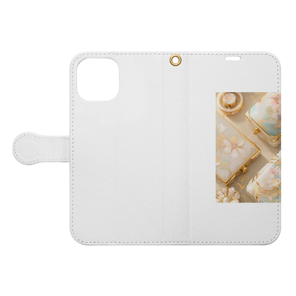 AQUAMETAVERSEの小物入れ、可愛い　なでしこ1478 Book-Style Smartphone Case:Opened (outside)