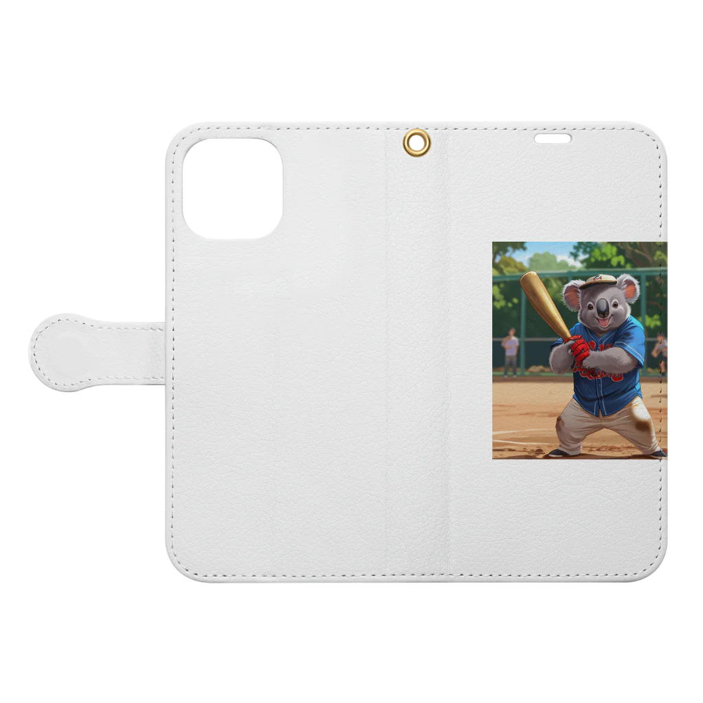 ganeshaのコアラップンで野球をしよう Book-Style Smartphone Case:Opened (outside)