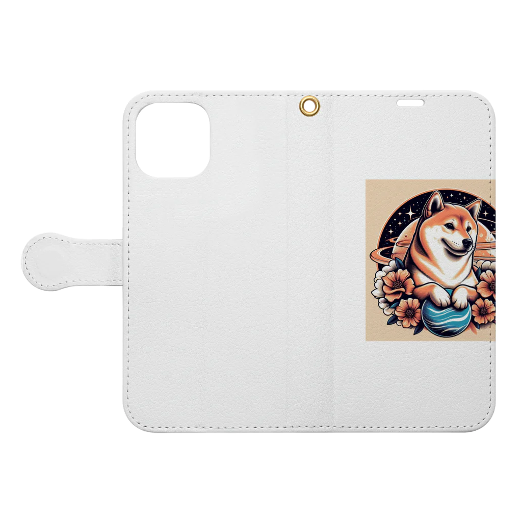 Huku5の全世界人気の柴犬 Book-Style Smartphone Case:Opened (outside)