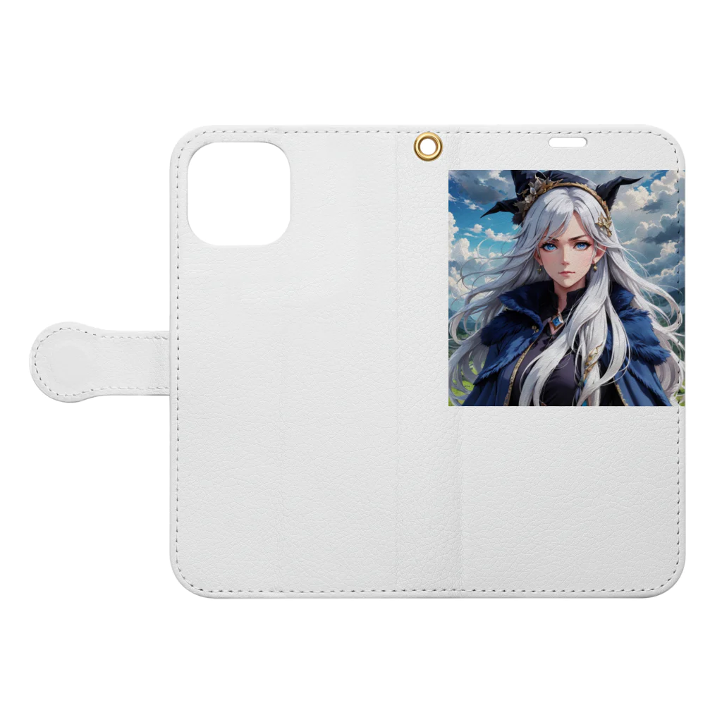 levi shopの銀髪の魔女 Book-Style Smartphone Case:Opened (outside)