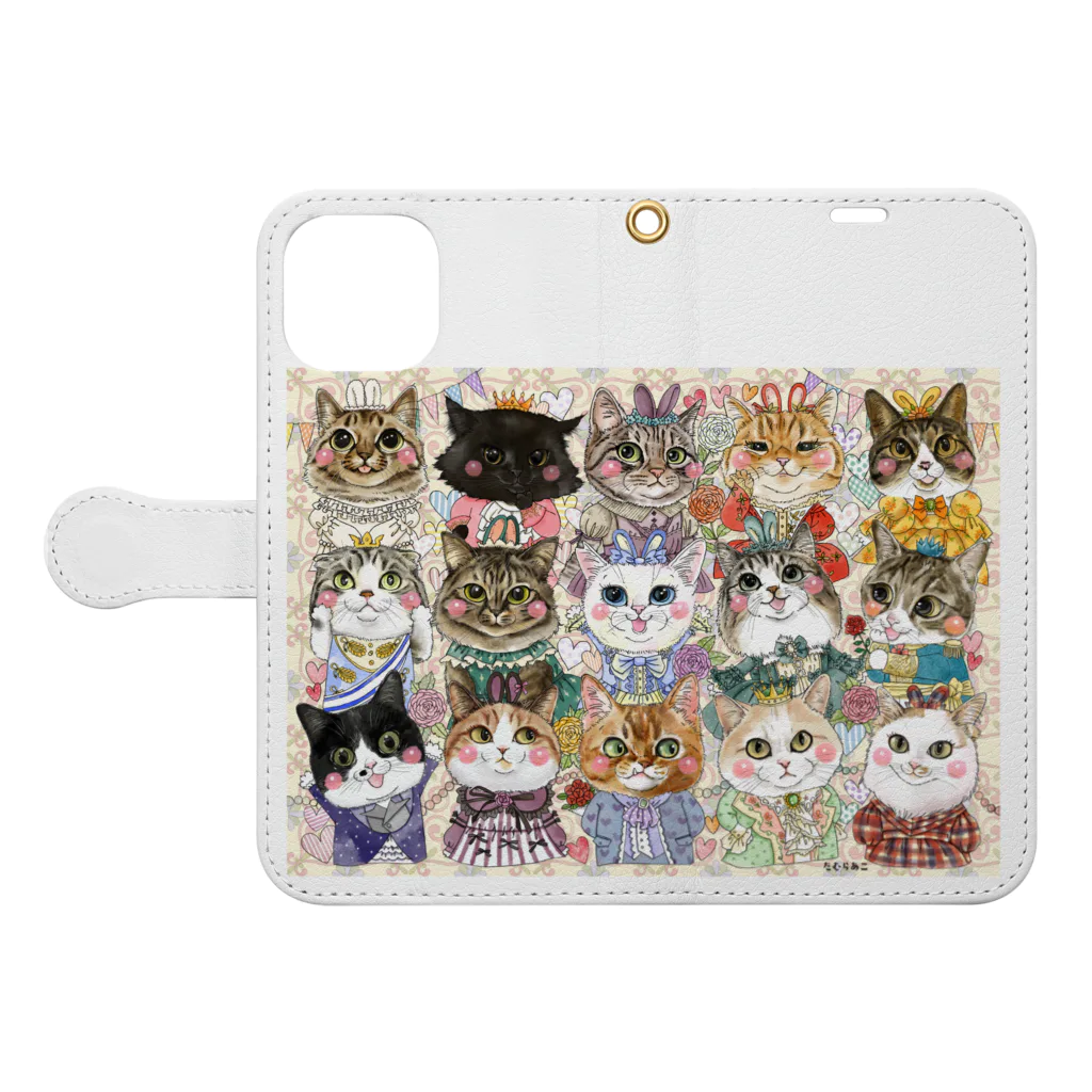 shop あこ猫犬屋のカレンダー猫1月2月 Book-Style Smartphone Case:Opened (outside)