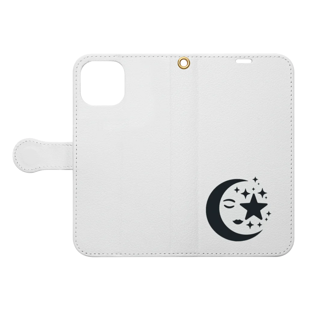 hanahanabiの月 Book-Style Smartphone Case:Opened (outside)