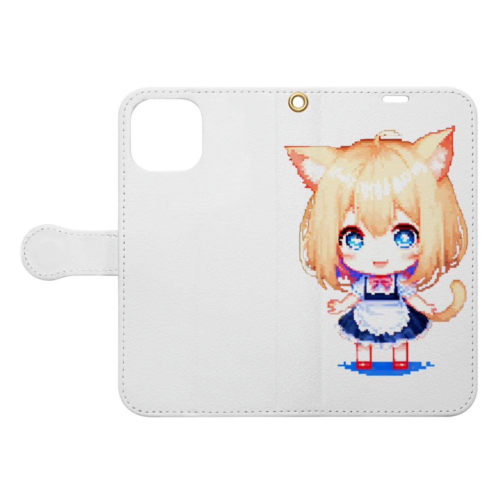 KAZAHANAの8-BITnekomimiMaid Book-Style Smartphone Case:Opened (outside)