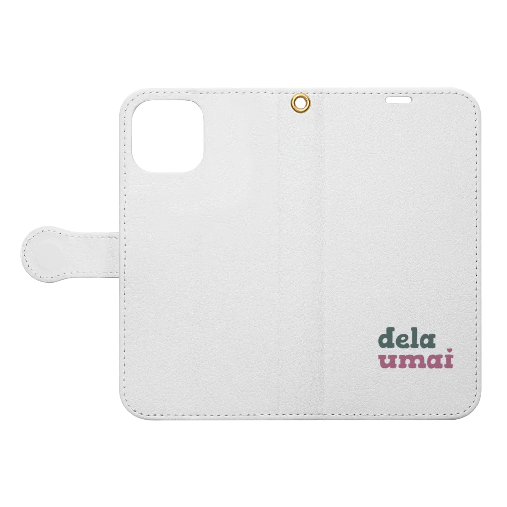 carl-carlのdela umai ロゴ Book-Style Smartphone Case:Opened (outside)