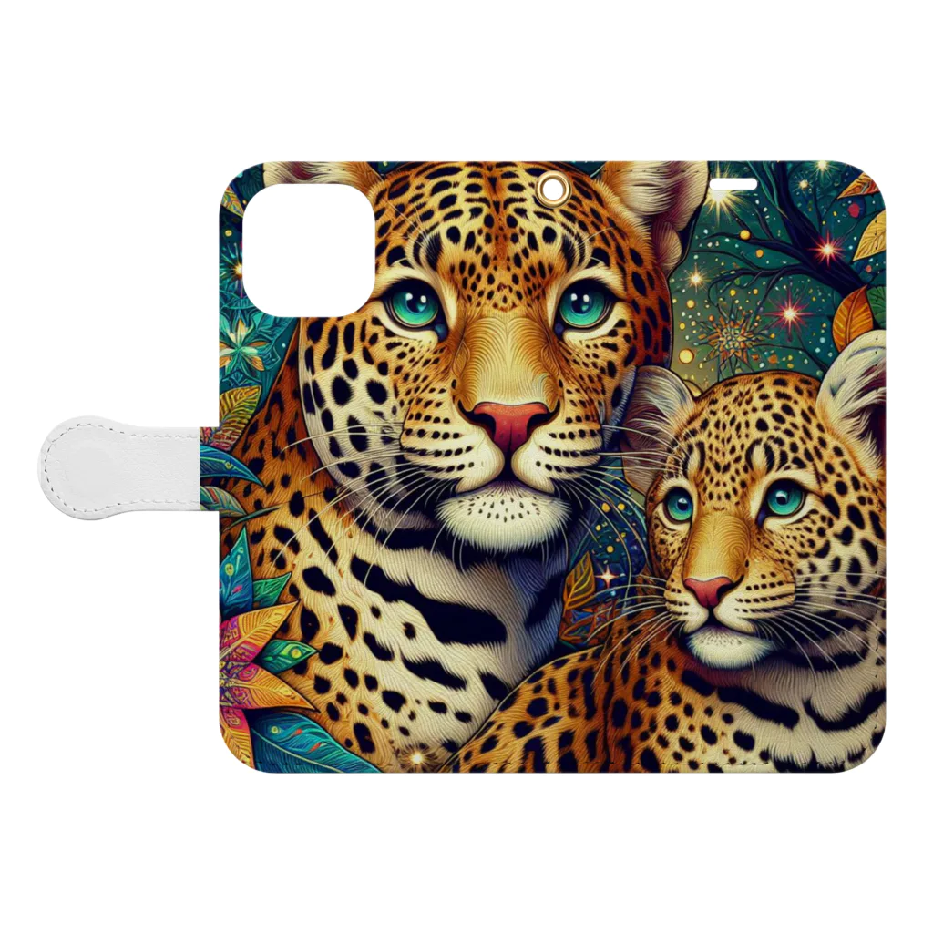 momoart8888の星空🐆🌟🌃 Book-Style Smartphone Case:Opened (outside)