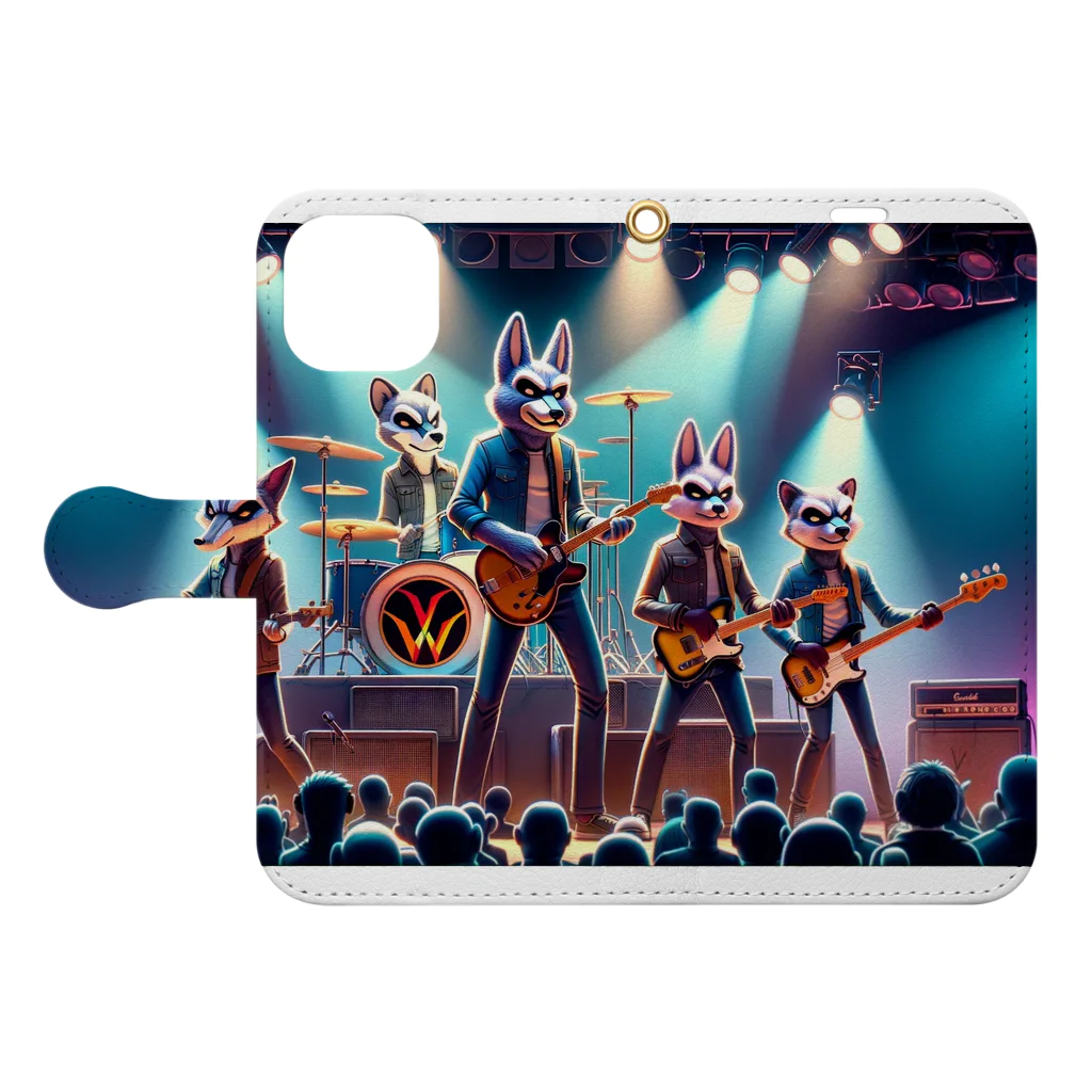 ANIMAL HEROES -musical band-のワイルドロックフェスタ - ダンシングアニマルズ Book-Style Smartphone Case:Opened (outside)