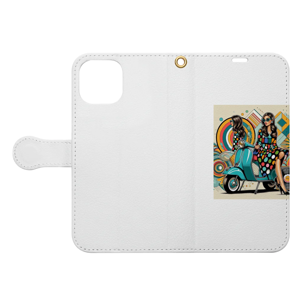 tatsuki-aのレトロガール Book-Style Smartphone Case:Opened (outside)