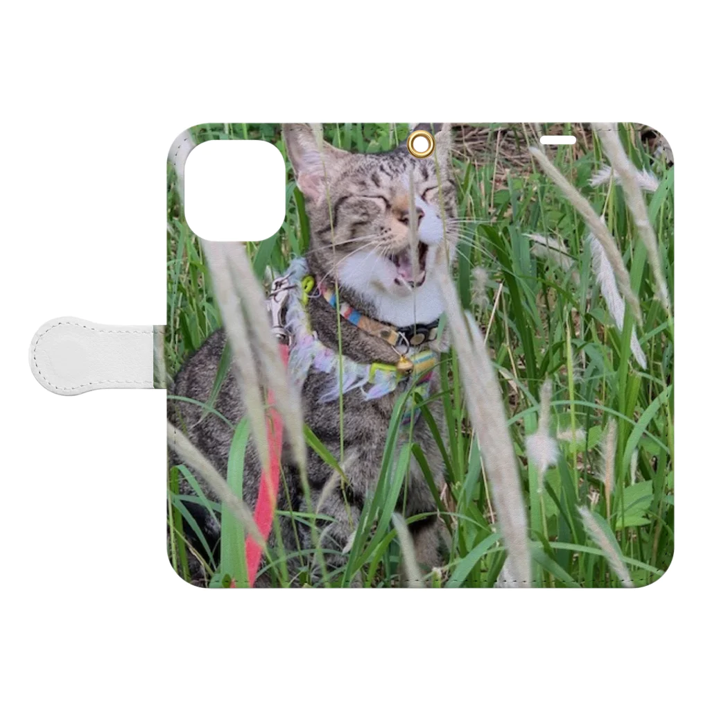 sisyの家ねこ鼻コチョコチョで変顔 Book-Style Smartphone Case:Opened (outside)