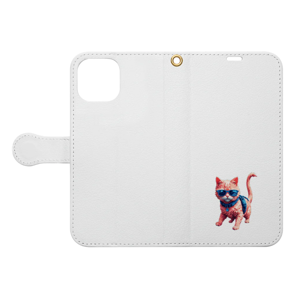 メロンパン猫のイケ猫 Book-Style Smartphone Case:Opened (outside)