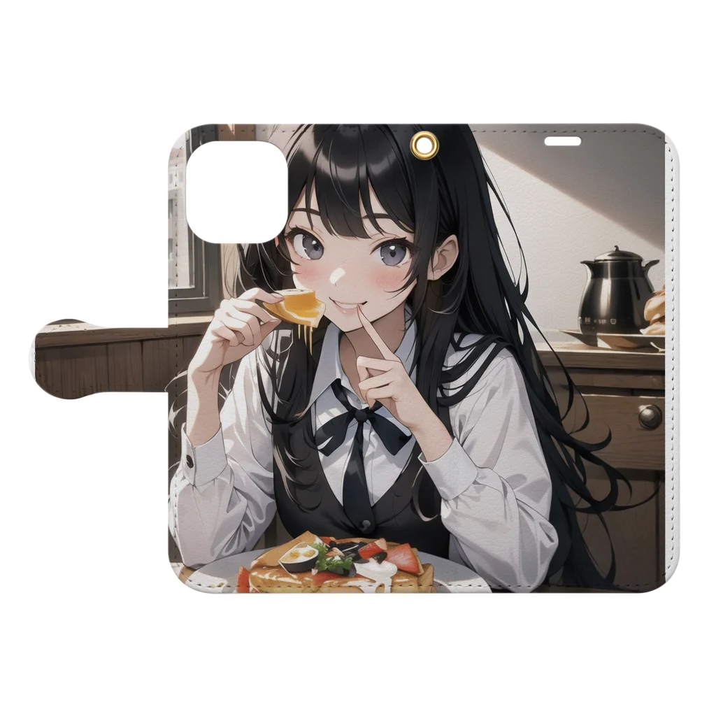 sgt-chikaraの朝食中の女子高生2 Book-Style Smartphone Case:Opened (outside)