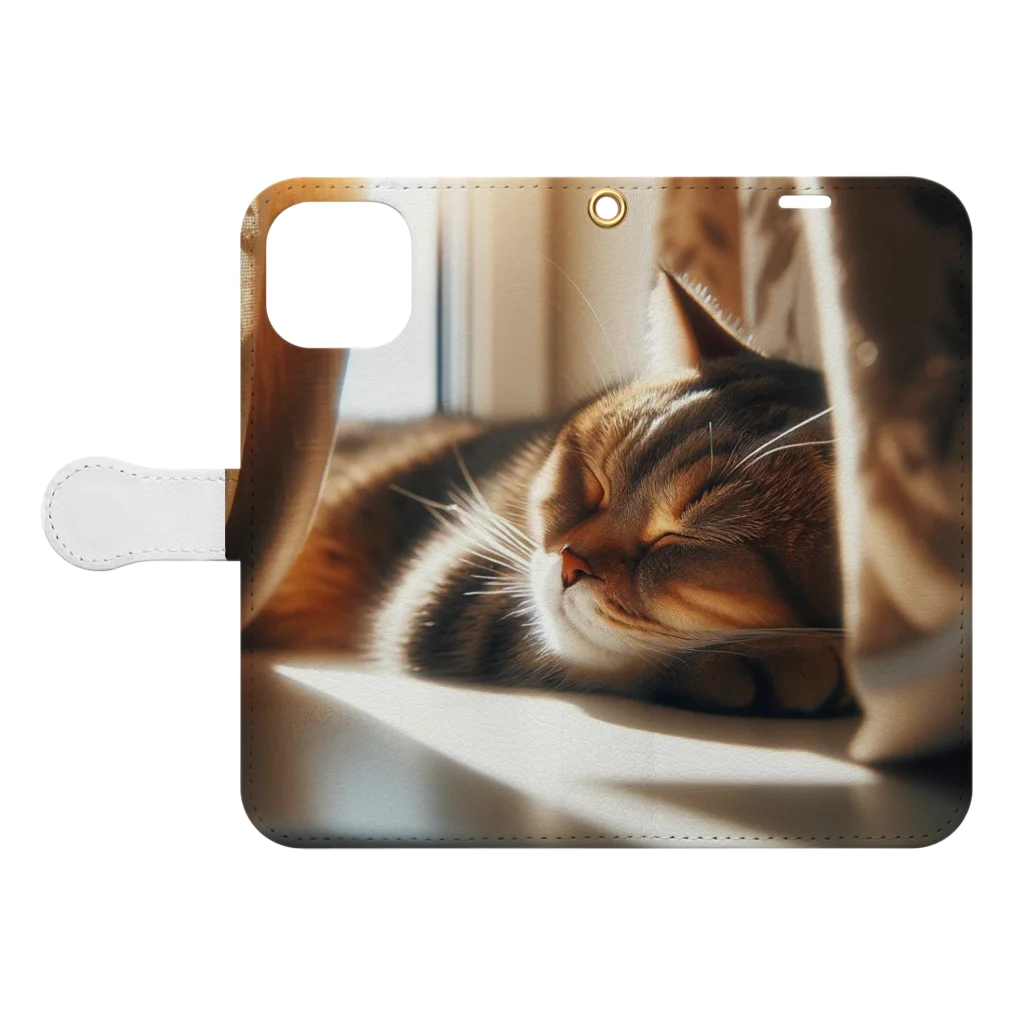 statham2865の眠ってる猫 Book-Style Smartphone Case:Opened (outside)