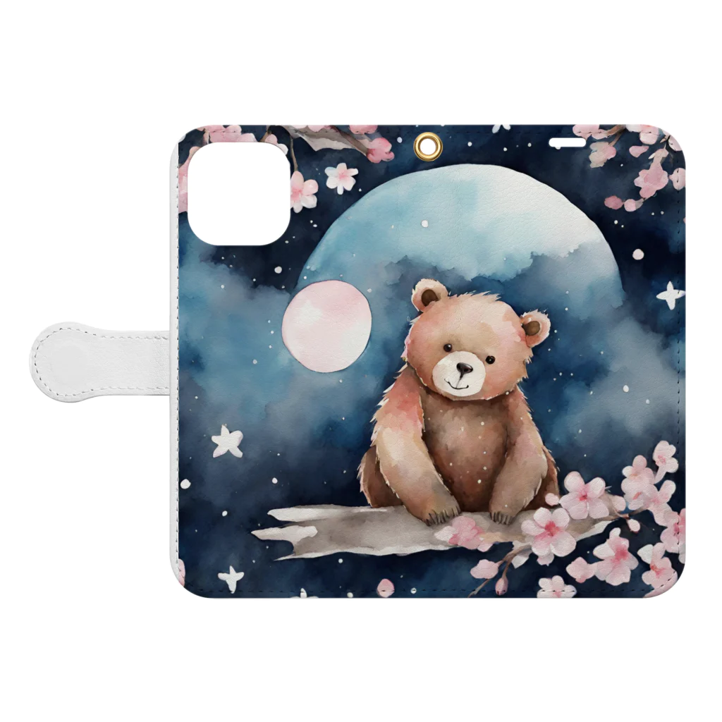 星降る夜にのsakura_bear 手帳型スマホケースを開いた場合(外側)