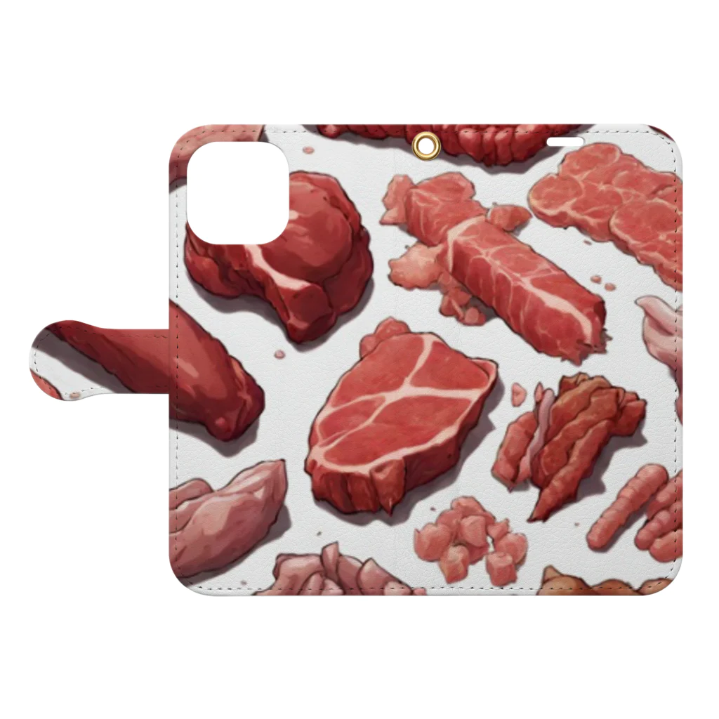 Haluuushopのmeats of meats Book-Style Smartphone Case:Opened (outside)