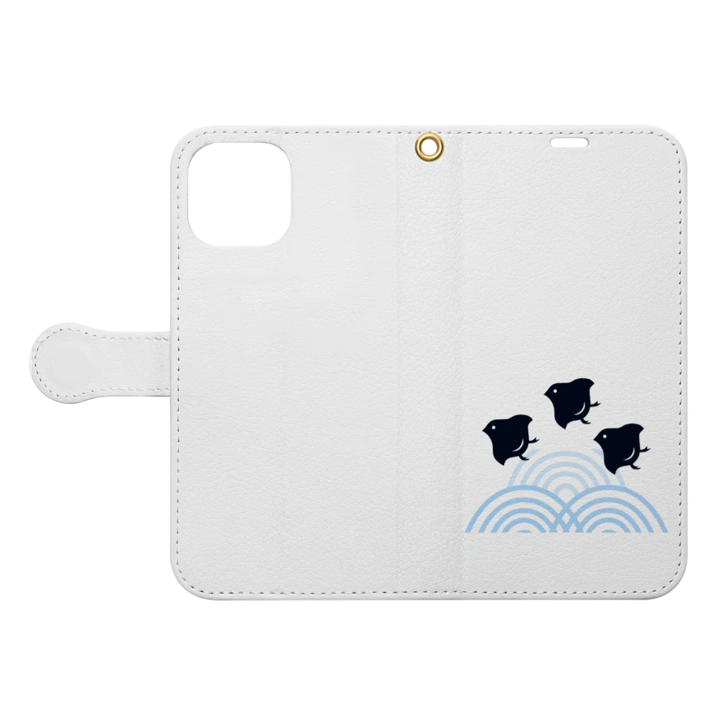 R's Market コトリちゃんのちどりちゃんと波 Book-Style Smartphone Case:Opened (outside)