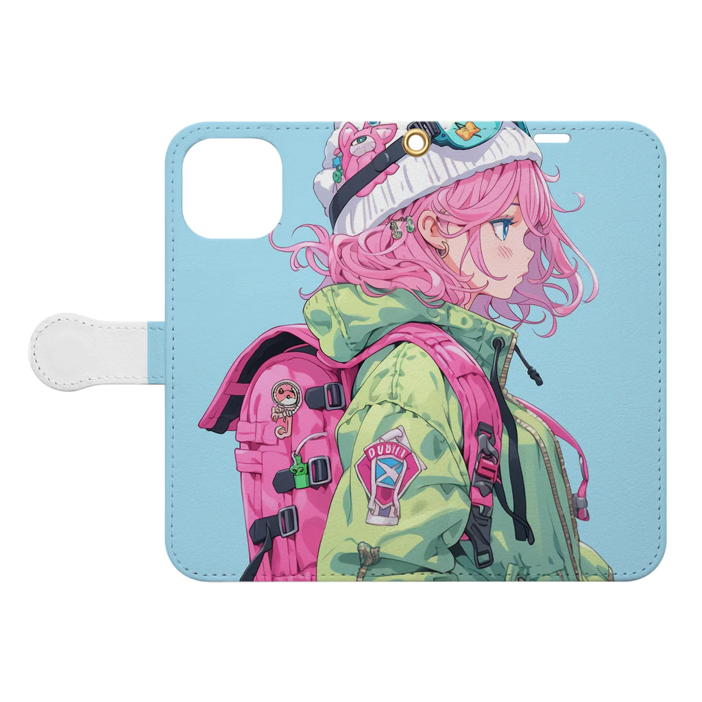 ぶーたんのポップ・スプラッシュ Book-Style Smartphone Case:Opened (outside)