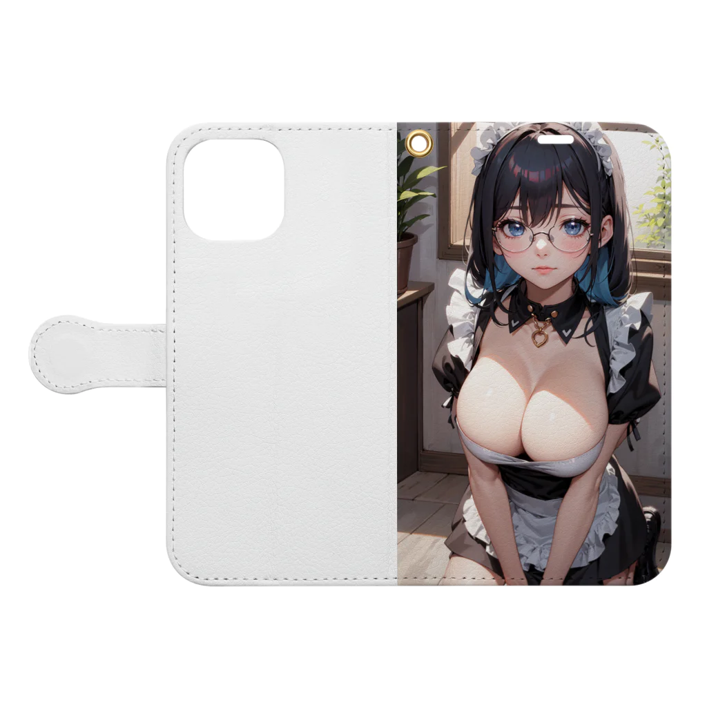 美少女学院の黒髪美少女　美鈴ちゃん　メイド Book-Style Smartphone Case:Opened (outside)