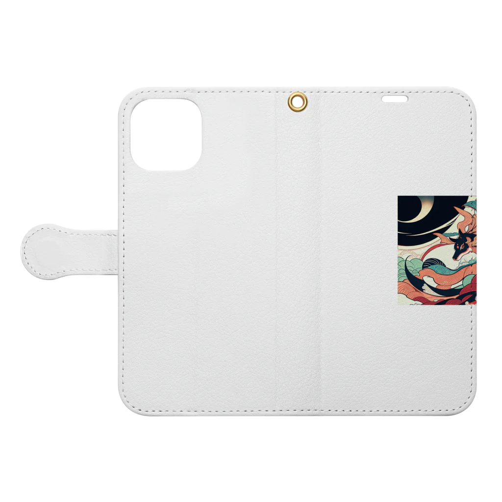 Tarionのうきよ犬3 Book-Style Smartphone Case:Opened (outside)