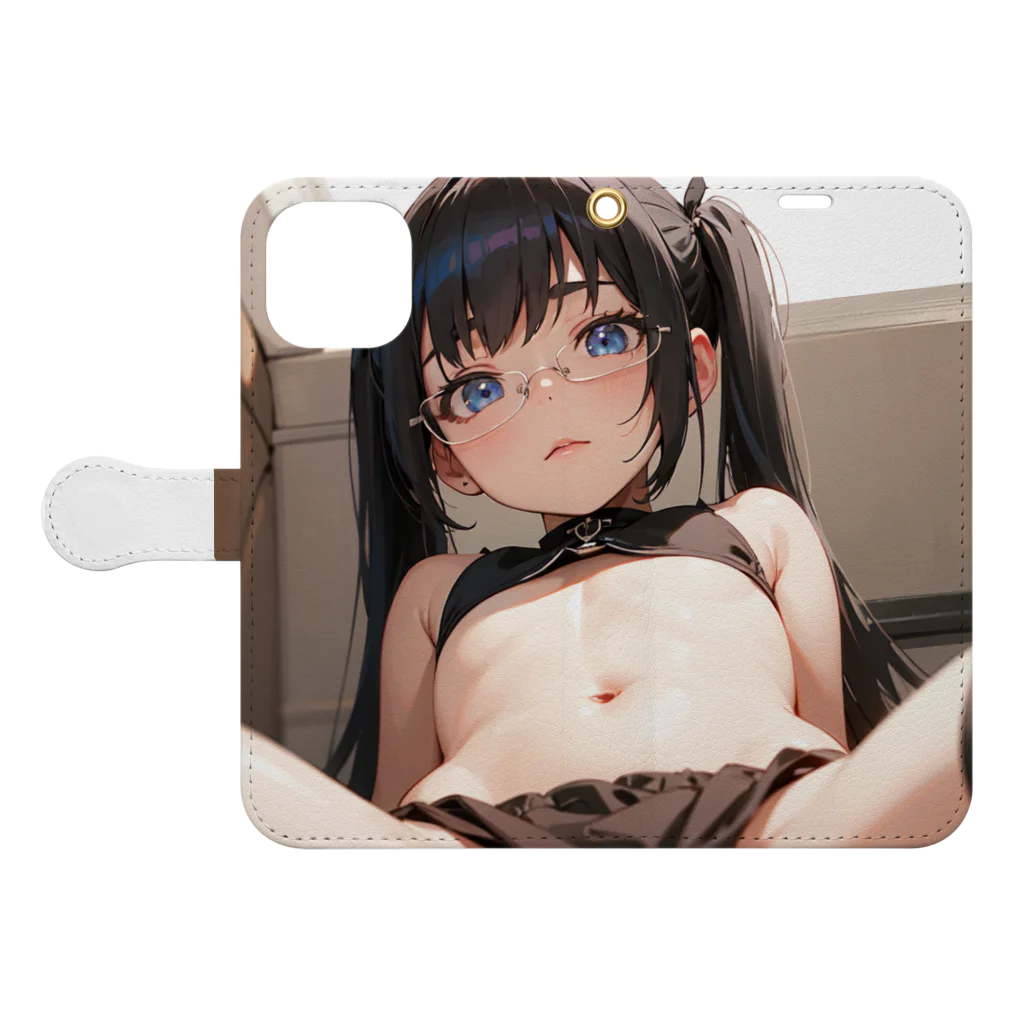 美少女学院の黒髪幼女　美鈴ちゃん Book-Style Smartphone Case:Opened (outside)