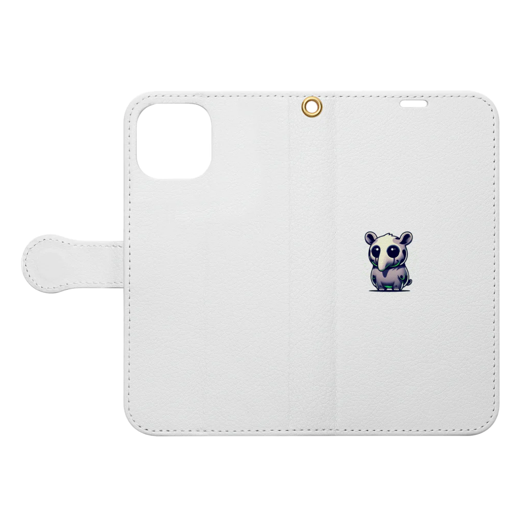 たんたん狸の不気味で可愛い森の不気味で可愛いバク001 Book-Style Smartphone Case:Opened (outside)