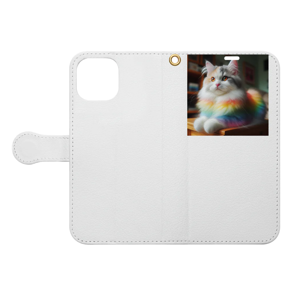 Creation CATの虹色CAT Book-Style Smartphone Case:Opened (outside)
