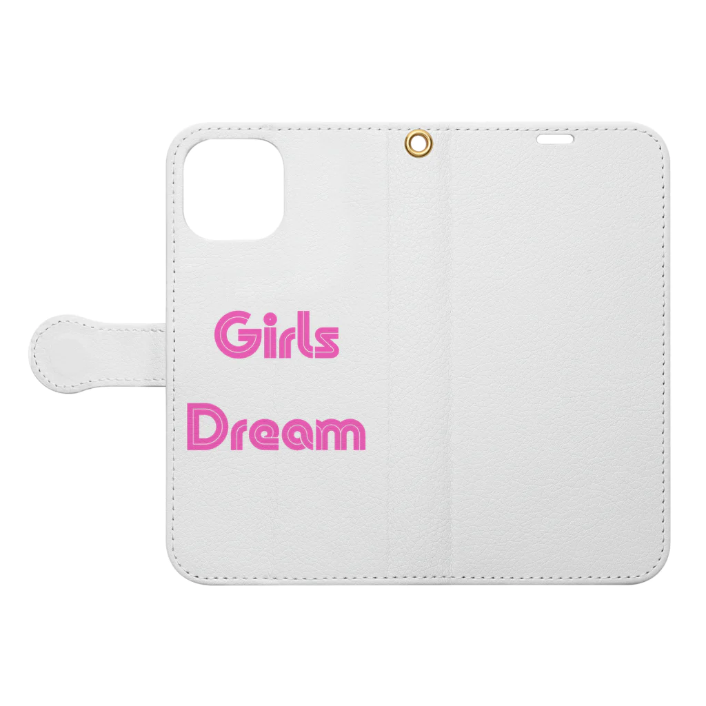 あい・まい・みぃのGirls Dream-少女たちが夢を持つことば 手帳型スマホケースを開いた場合(外側)