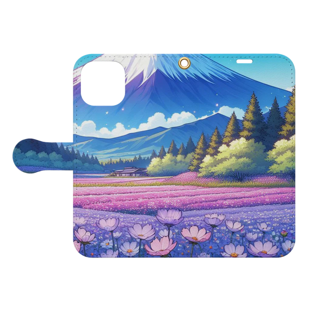 Qten369の日本の美しい風景 Book-Style Smartphone Case:Opened (outside)