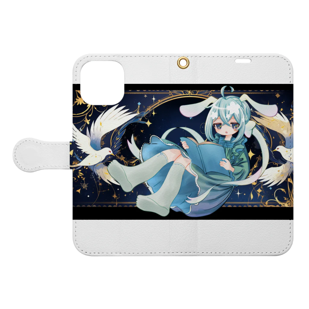 星野 花月⭐️🌙@新人Vtuverのうさぎとえほん Book-Style Smartphone Case:Opened (outside)