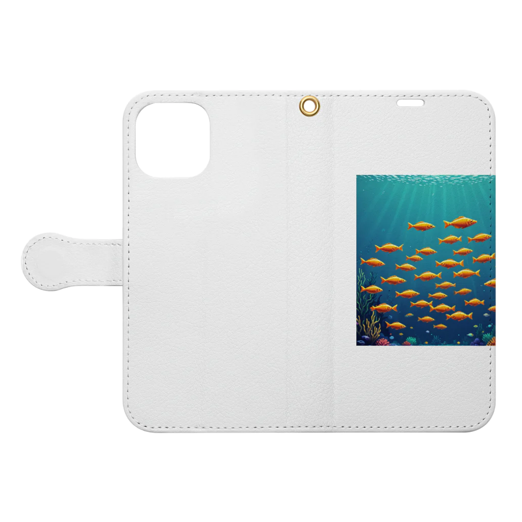 takekoputaの海中を泳ぐ魚のひれ Book-Style Smartphone Case:Opened (outside)