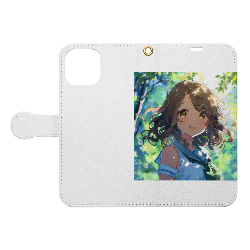 AQUAMETAVERSEのセーラー服の可愛い女の子　Tomoe bb 2712 Book-Style Smartphone Case:Opened (outside)