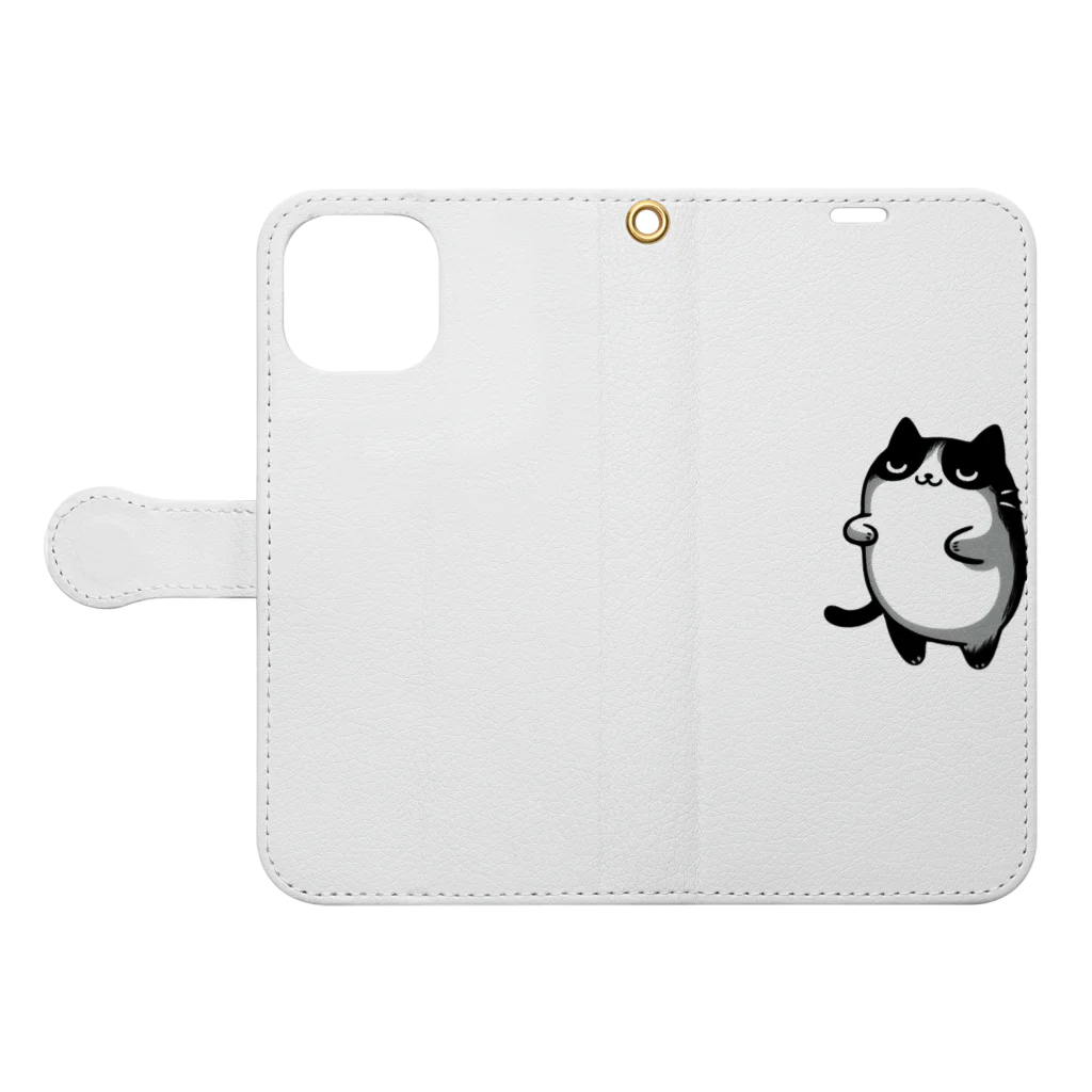 ゆるねこshopのお腹のでてる猫11 Book-Style Smartphone Case:Opened (outside)