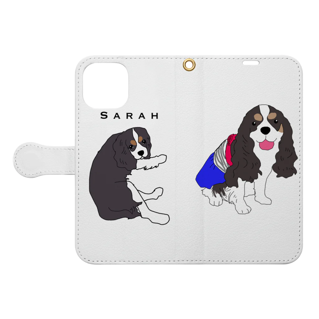 I Love Dog 0467のSarah-iPhoneケース 手帳型スマホケースを開いた場合(外側)