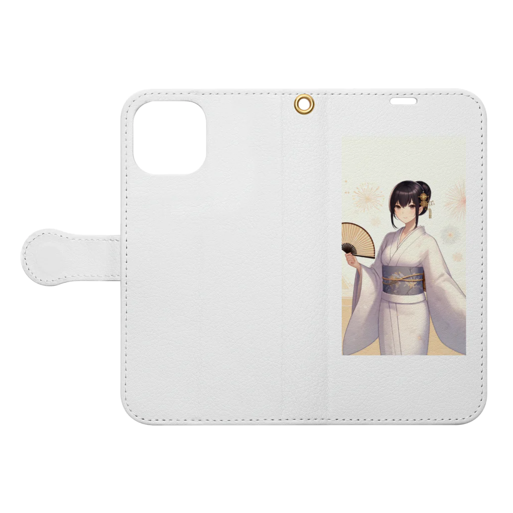 和の浴衣の彼女 Book-Style Smartphone Case:Opened (outside)