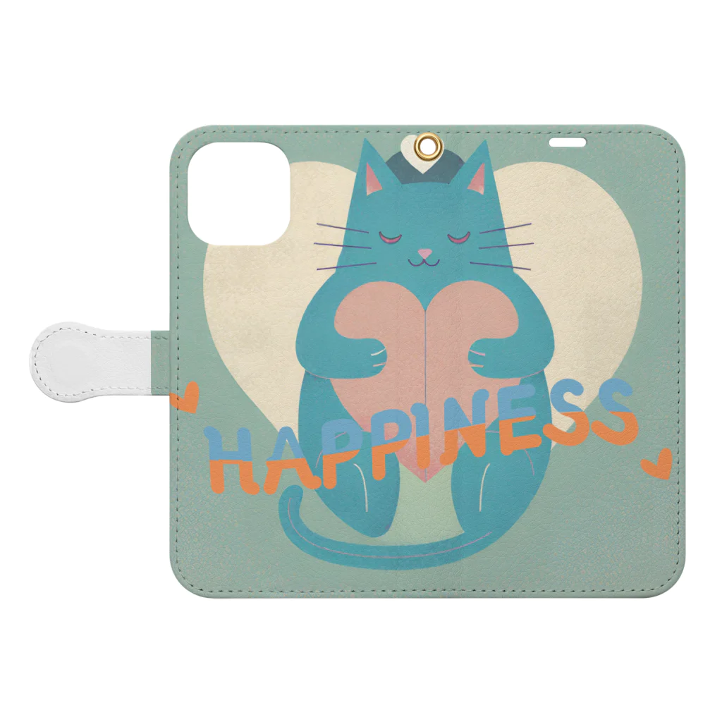 きなこのHappy Lifeのhappiness Book-Style Smartphone Case:Opened (outside)