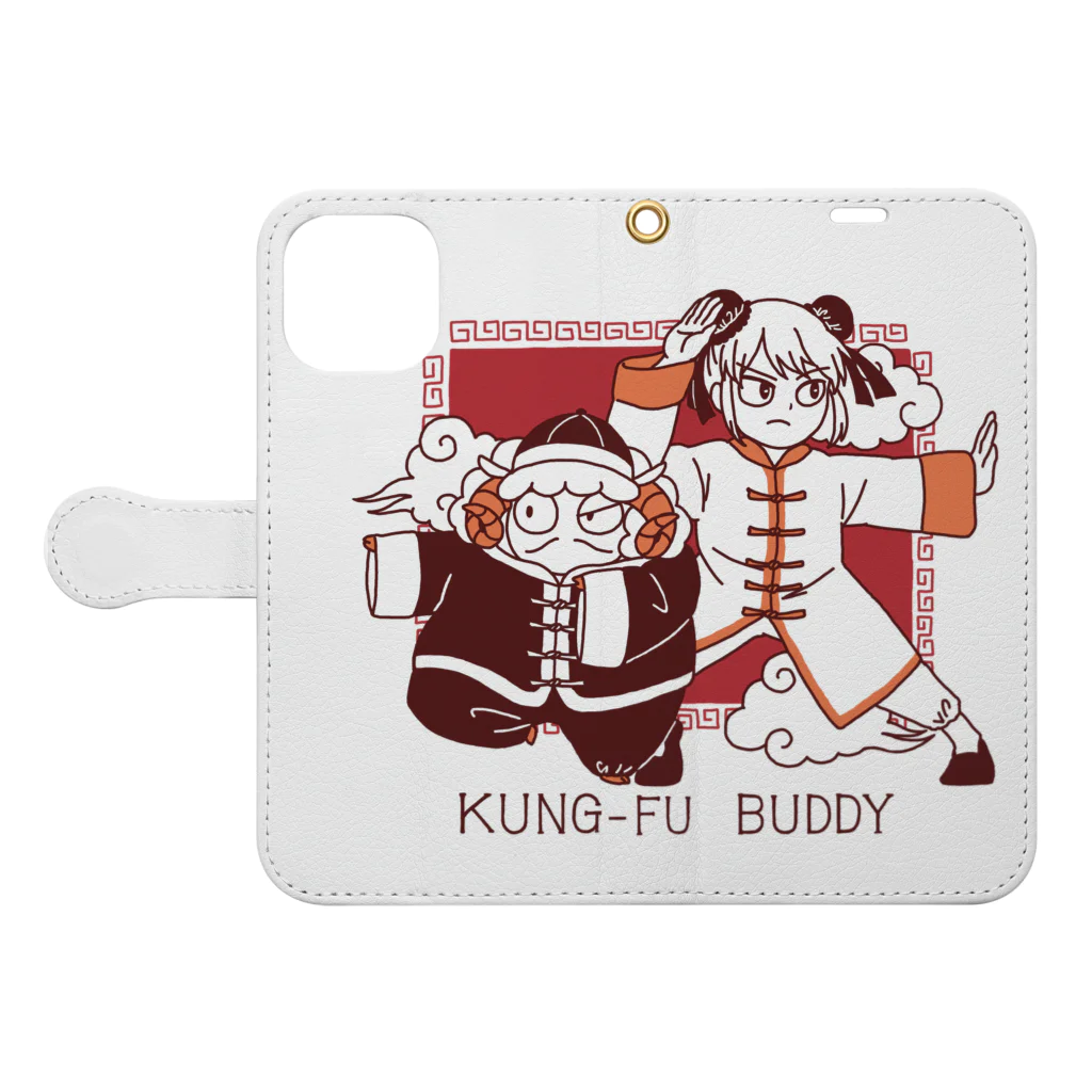 KOCHI shopのKUNG-FU BUDDY 手帳型スマホケースを開いた場合(外側)