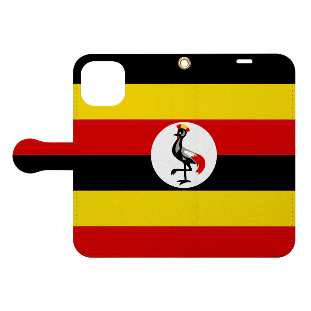 お絵かき屋さんのウガンダの国旗 Book-Style Smartphone Case:Opened (outside)