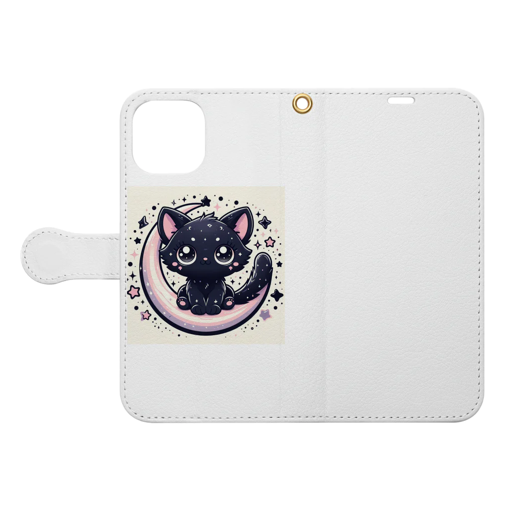 beni35の月猫ミュウミュウ Book-Style Smartphone Case:Opened (outside)